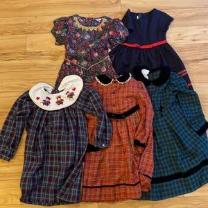 Lot of 5 Vintage Girls Holiday Dresses